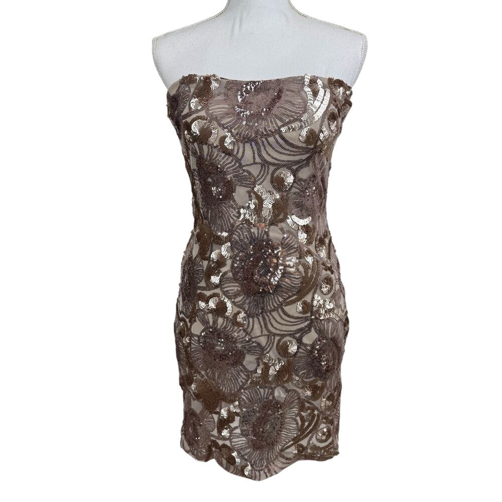 Rubber Ducky Productions Women Strapless Sequined Dress Medium Cocktail Party